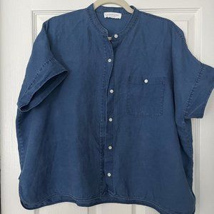 Everlane boxy cut blue linen shirt